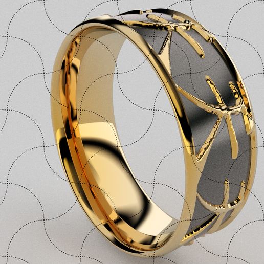 Fine Jewelry, Chinese Characters Ring -Enamel (02) 3D model