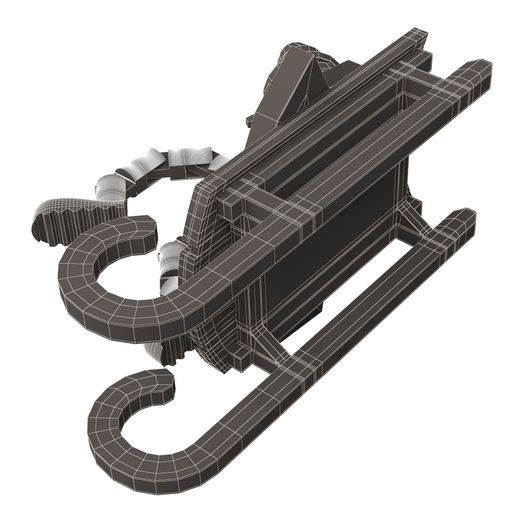 Wireframe-Low-MS-54.jpg Christmas Sleigh with Melted Flexi Snowman.Print-in-place. (No Supports and no Rafts)