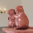 two-standing-marmots-low-poly-2.png marmot twins standing stl 3d print file low poly