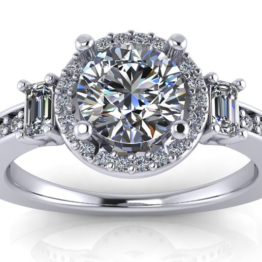 Halo Diamond Engagement Ring - Round cut 3D model