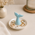 11.png Mermaid Tail Ring Holder | Coastal Jewelry Dish | Beach Decor Organizer | Ocean Trinket Tray | 3D Printable STL