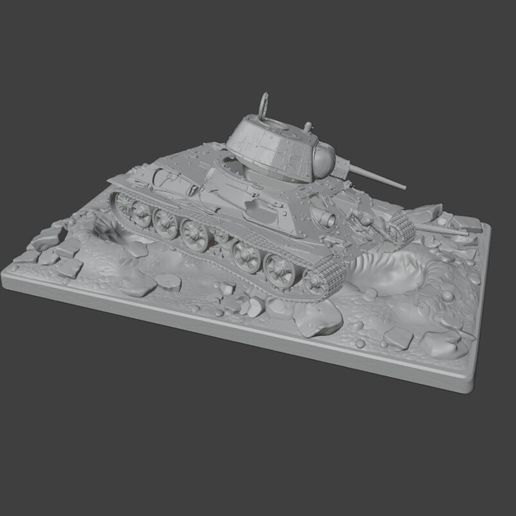 Handmade-WWII-Scale-Model-on-Scenic-Base.jpg T-34 Tank Diorama STL - WWII Soviet Tank 3D Print Model