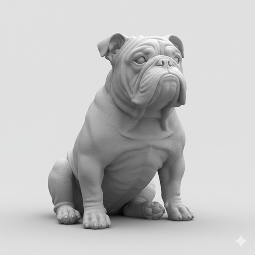 Cute Sitting Bulldog Statue - English Bulldog 3D Printable Figure