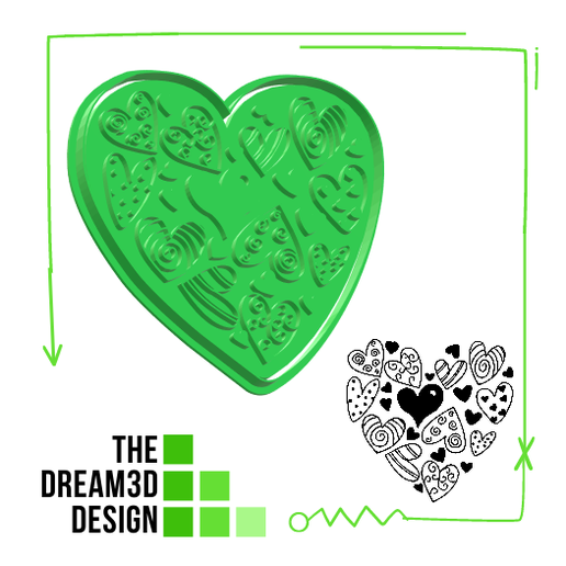 HEART COOKIE CUTTER WITH LITTLE HEARTS/ CORTANTE DE COOKIES CORAZON CON CORAZONCITOS 3D model