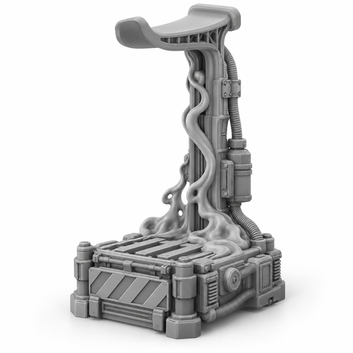 Headphone stand industrial sci fi crate cables and hoses