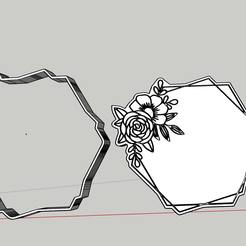 esa-fiore.png STL file Exagon floreal cookie cutter embossed cake design decoration wedding elegant boy girl party baby cute・3D printing idea to download