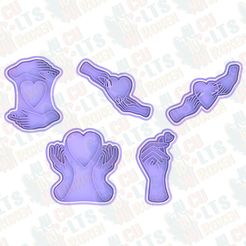 main2.jpg 3D file Valentines Day hands with heart cookie cutter set of 5・3D print model to download, roxengames