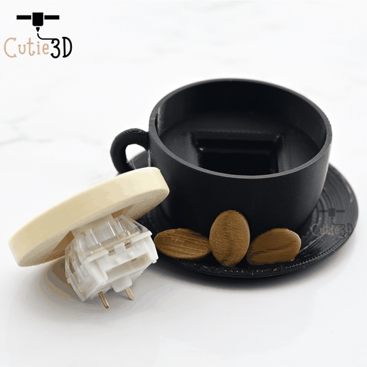 👌 Cutie3D Keycap Fidget Clicker Coffee Cappuccino Keychain - Cute