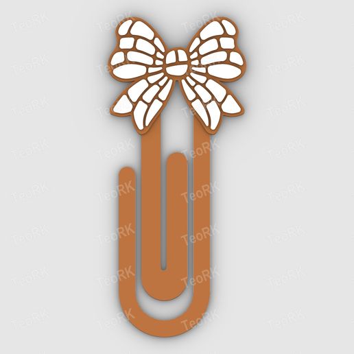 Paperclip Concha Bow - bookmark - 3MF pre-painted , STL