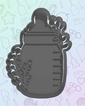 Baby bottle cookie cutter with sage Cookie Cutter