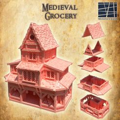 Medieval-Grocery-House-1-re.jpg Archivo STL Tienda de comestibles medieval 28 mm Terreno de mesa・Modelo imprimible en 3D para descargar