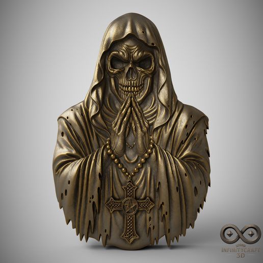 Dark Skull Priest – Gothic Horror Bust for CNC or 3D Print