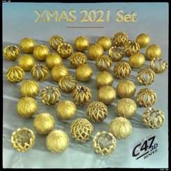 xmas-21-render-all.jpg STL file Xmas 2021 Baubles Set・3D printing template to download