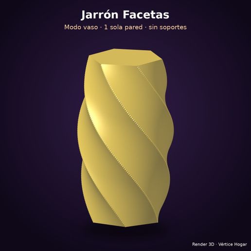 Jarrón Facetas low-poly torcido - modo vaso (vase mode)