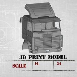 3D PRINT MODEL = : 14 | 24 SCALE 3D printed RC Old Truck cabscanya scale 14