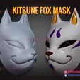 Kitsune_Fox_Mask_3d_print_model_stl_09.jpg Kitsune Fox Mask - Cosplay Costume Halloween