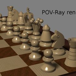 povray01.jpg Fichier STL gratuit Ensemble d'échecs russe・Design à télécharger et à imprimer en 3D