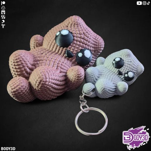 Crocheted Kitty and Keychain ( Supportless ) - 3D model önizlemesi