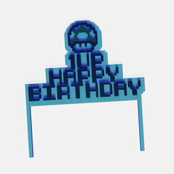 01UP.png 1 UP GAMER HAPPY BIRTHDAY CAKE TOPPER