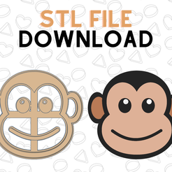 Monkey-Cover.png 3D file Monkey Face Cookie Cutter・3D printer model to download, triformdesigns