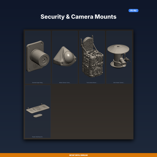 Security & Camera Mounts - 5-Model STL Bundle