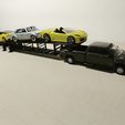 IMG_20230807_224203.jpg 1/64 Scale Greenlight Matchbox Hotwheels 3 CAR TRANSPORT Gooseneck Trailer Truck Transport
