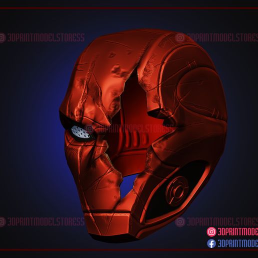 RedHood_Titans_Battle_Damage_Helmet_3d_print_model_04.jpg Red Hood Titans Battle Damage Helmet 3D Print Model