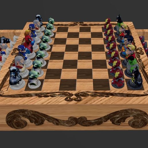 ♟️ SUPERHEROES CHESS COMPLETE・ STL File for 3D printing