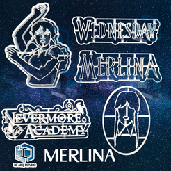 merlina-1.png Fichier STL Merlina / Coupe-biscuits du mercredi・Objet imprimable en 3D à télécharger