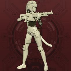 spacecatgirl-firingpose.jpg 3D file Cyberpunk Catgirl - Firing Pose・3D printing template to download