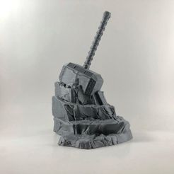 WhatsApp Image 2019-05-01 at 13.23.40 (1).jpeg Fichier STL Mjolnir dans la roche | Mjolnir dans la pierre・Modèle à télécharger et à imprimer en 3D