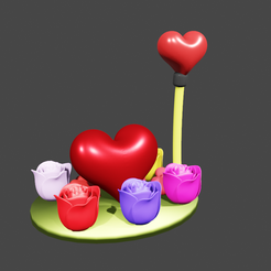1.png Valentines Day Heart And Flowers 3D Stl Files For Printer | 3D Valentines Model