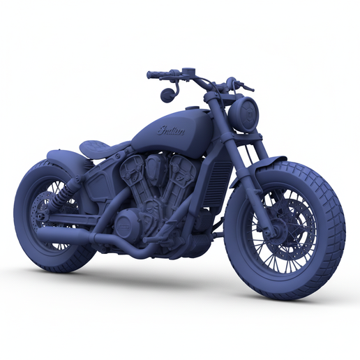 Indian Custom Bobber motorcycle gift STL, motorcycle desk decor STL, pre supported motorcycle STL, enduro bike STL, motorbike STL, fat tire motorcycle STL, superbike STL, four stroke motorcycle STL, garage diorama motorcycle, streetfighter motorcycle STL,