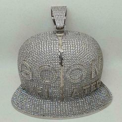 00129.jpg Unique Goon Pendentif Hip Hop personnalisé en forme de CAP avec diamant