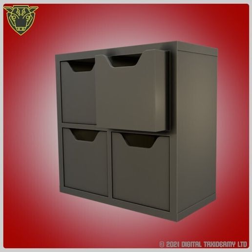 Miniature Modern Cube Shelving Unit STL - 1:12 Dollhouse Storage Cabinet