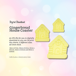 Cover-7.png Christmas Gingerbread House Coaster STL File - Descarga digital -5 Tamaños