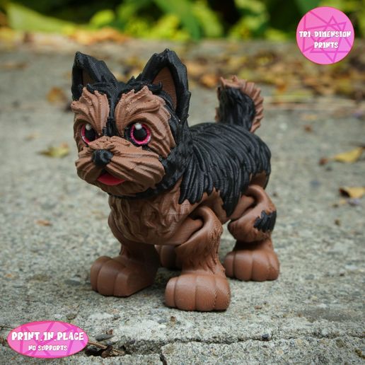 d.jpg Print In Place Cute Flexi Yorkshire Dog