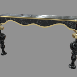 Modern_Luxury_Console_Table_Render_01.png Archivo STL Cómoda Estanteria de Lujo // Mármol negro y dorado・Modelo de impresora 3D para descargar
