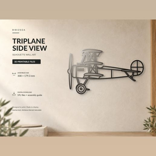 Triplane side view silhouette — wall art