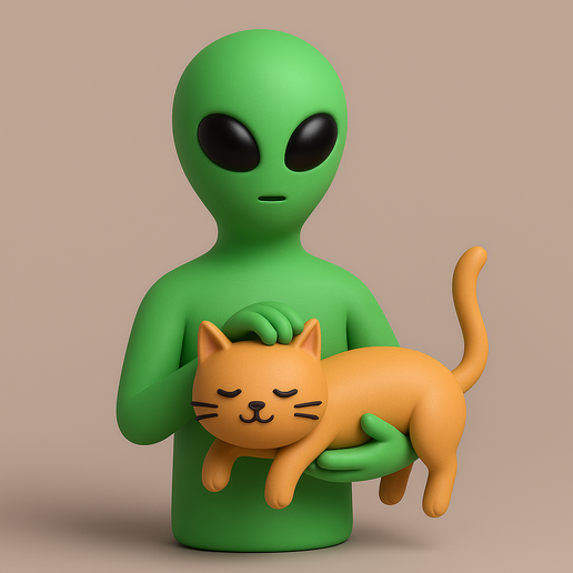 Alien with orange cat 3D model