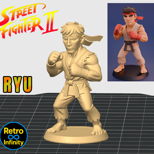 ♾️ Ryu - Street Fighter II 3D figure Retro Infinity style