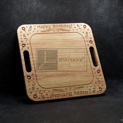 Square-Birthday-Cake-Platter-©.jpg Fichier 3D Plateau à gâteaux d'anniversaire SSquare - Fichiers CNC pour le bois (svg, dxf, eps, ai, pdf)・Design imprimable en 3D à télécharger