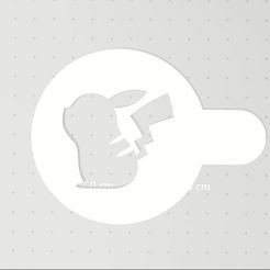 a.jpg STL file PIKACHU Coffe stencil / Coffee stencil by PICACHU・3D printer model to download