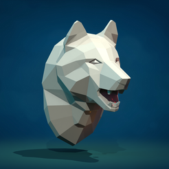Wlfhdlp-01.png 3D file Wolf head low poly・3D print design to download