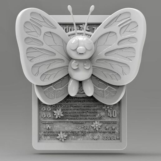 Butterfree 3D Printable Pokmon Card; Pokemon TCG STL File for 3D  printingCults