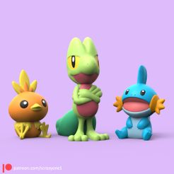 Gen3Pokemon01.jpg Fichier STL POKEMON - GEN 3 STARTERS (EASY PRINT NO SUPPORT)・Modèle imprimable en 3D à télécharger