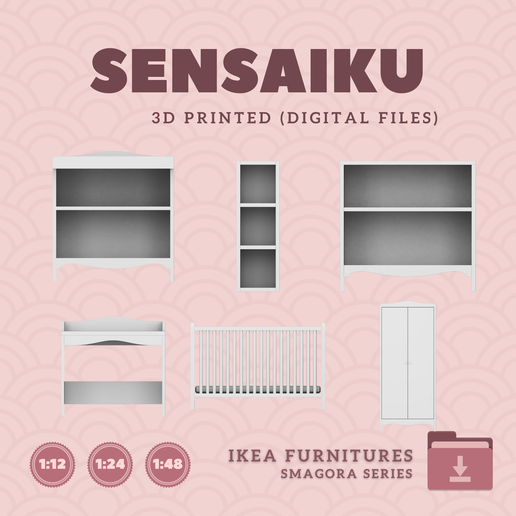 70.-SMAGORA-Series-2.png Miniature Replica SMAGORA Furniture Series for Miniature Dollhouse - IKEA - 3D Print Instant Download