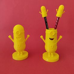 Minions-1.jpeg Файл STL Миньоны Карандашница + Бюст + Топпер для карандашей・Модель для загрузки и 3D-печати