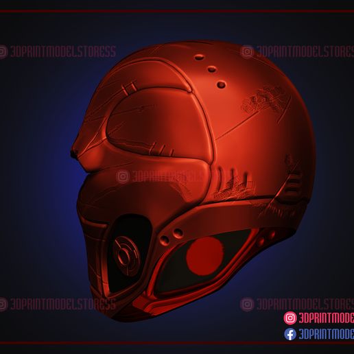 RedHood_Titans_Battle_Damage_Helmet_3d_print_model_07.jpg Red Hood Titans Battle Damage Helmet 3D Print Model
