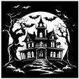 Maison-hantee-Halloween-1.jpg 5 SVG Files - Haunted Houses - Silhouettes - PACK 1